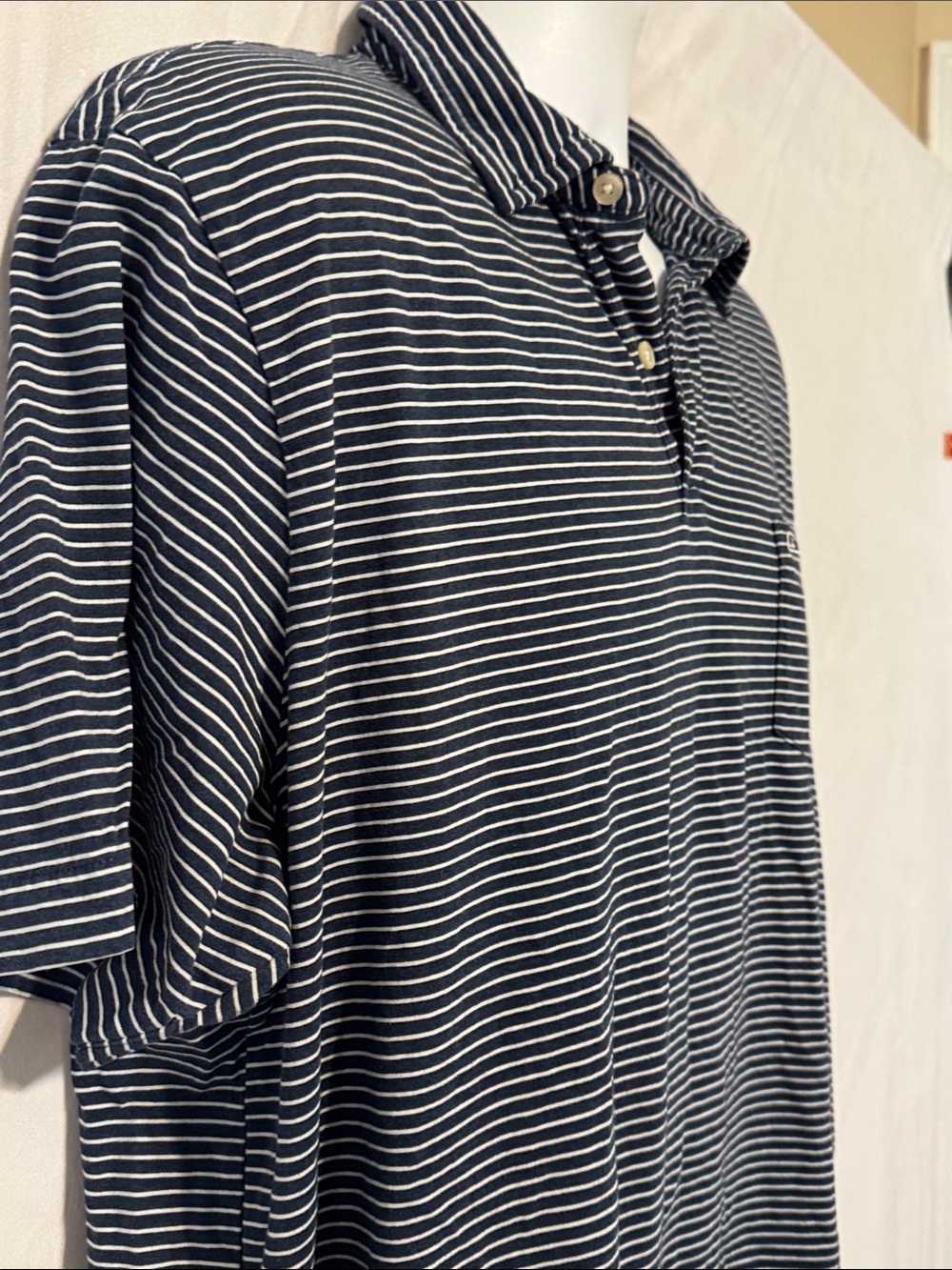 Vineyard Vines Navy and White Striped Polo. Size XL - Picture 5 of 8